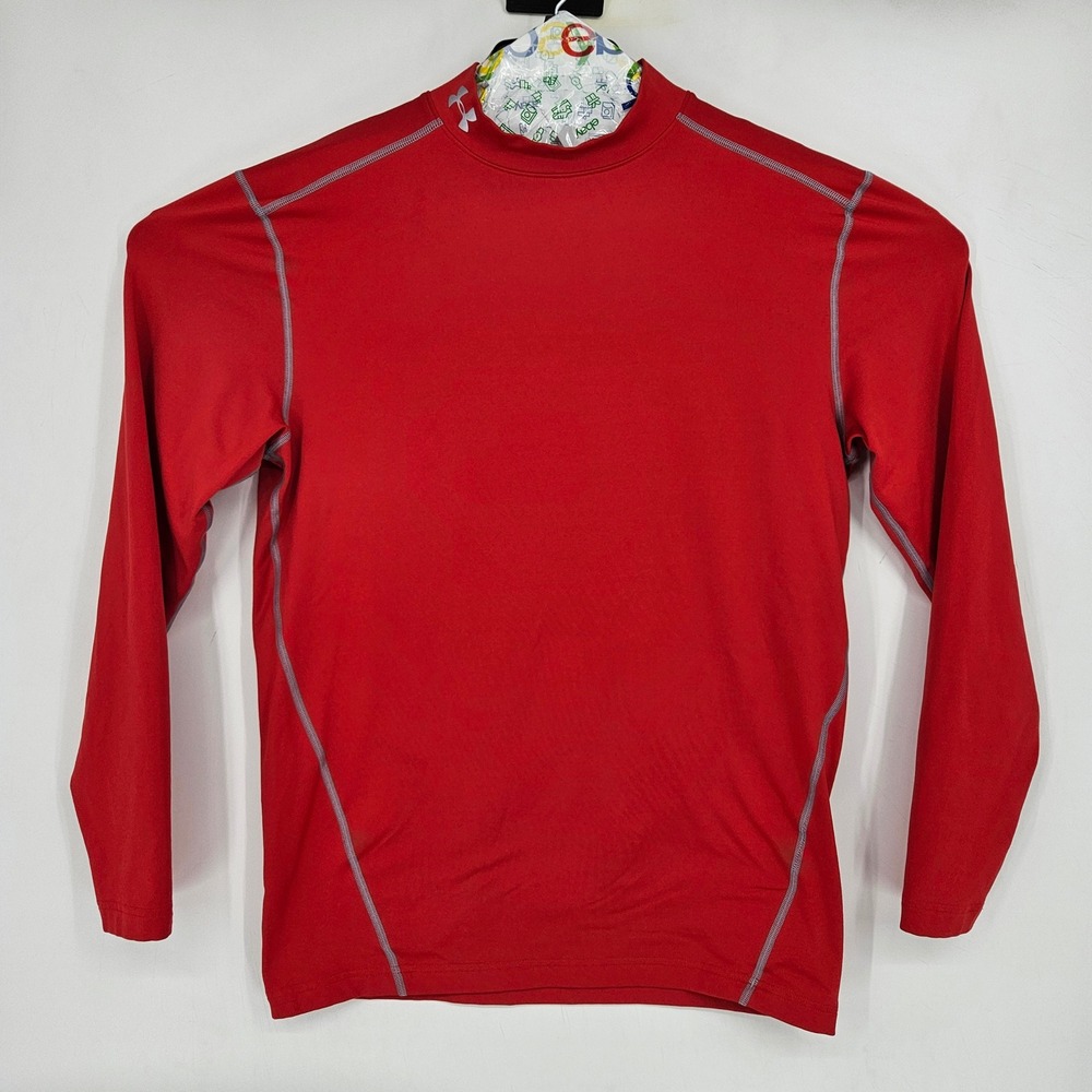 Under Armour Shirt Mens 2XL Red Cold Gear Compression Sports Training Gym Red